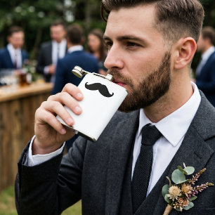 Funny Hipster Moustache Hip Flask