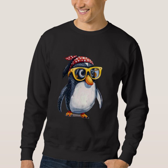 Funny Hipster Penguin Flightless Bird Antarctica A Sweatshirt (Front)