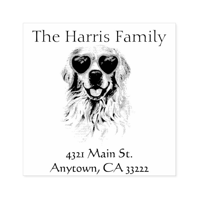 Funny Hipster Retriever  Personalised Rubber Stamp (Imprint)