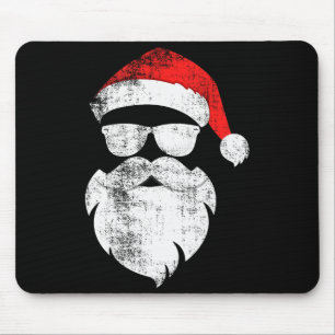Funny Hipster Santa Face With Hat Beard & Gles Mouse Pad