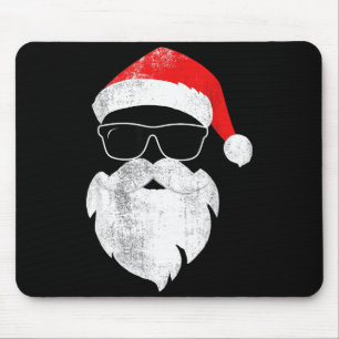 Funny Hipster Santa Face With Hat Beard & Gles Mouse Pad