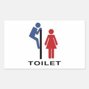 Funny His Hers Toilet Sign - Women Restroom Sign Rectangular Sticker