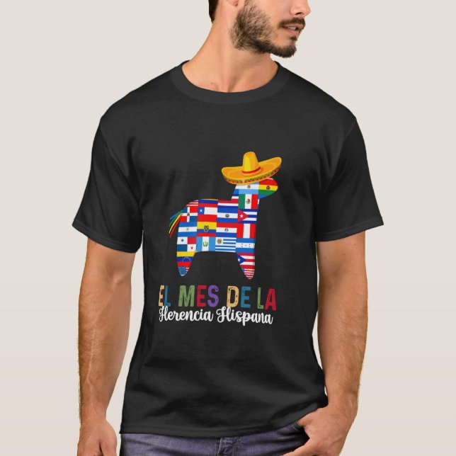 Funny Hispanic Countries Flags, llama Hispanic Her T-Shirt (Front)