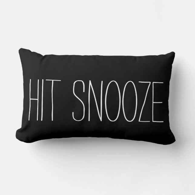 Funny Hit Snooze black white modern trendy humour Lumbar Cushion (Front)