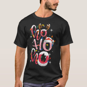 Funny Ho-Ho-Ho Candy Christmas Lights Santa Hat Gi T-Shirt