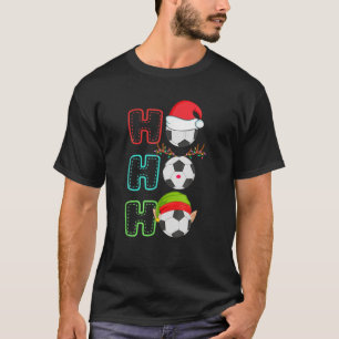 Funny Ho Ho Ho Christmas Soccer Football Santa Rei T-Shirt