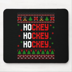 Funny Ho Ho Ho Hockey Ugly Christmas Sweaters Mouse Pad