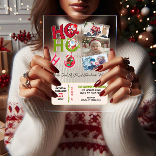 Funny HO HO HO Retro Christmas Party Family Photos Acrylic Invitations