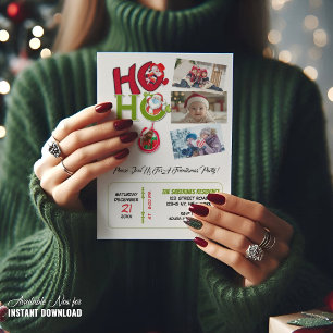 Funny HO HO HO Retro Christmas Party Family Photos Invitation