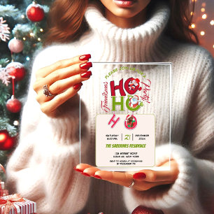 Funny HO HO HO Retro Christmas Party Invitation 
