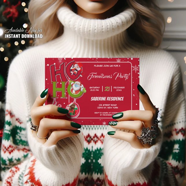 Funny HO HO HO Retro Christmas Party Invitation  (Creator Uploaded)