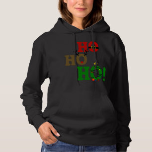 Funny Ho Ho Ho Santa Belly Reindeer Christmas Tree Hoodie