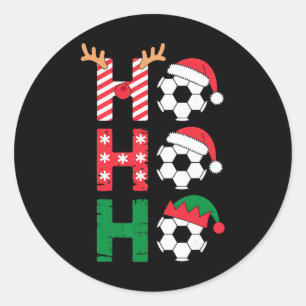 Funny Ho Ho Ho Soccer Christmas Santa Reindeer Elf Classic Round Sticker