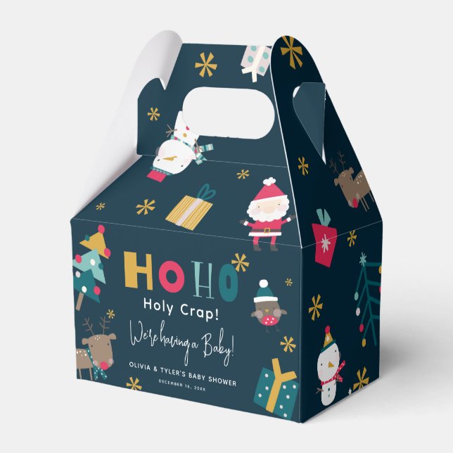 Funny 'Ho Ho Holy Crap' Christmas Baby Shower Favour Box (Front Side)