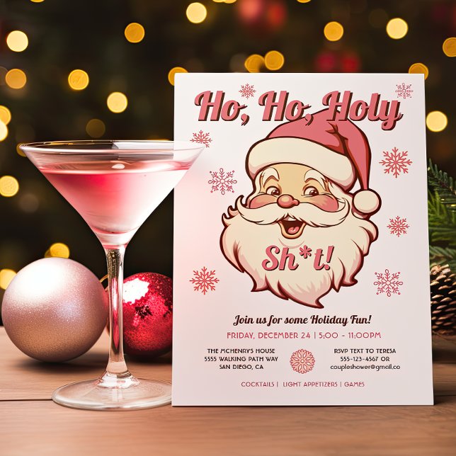 Funny Ho Ho Retro Santa Christmas Party Holiday Card (Creator Uploaded)