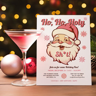 Funny Ho Ho Retro Santa Christmas Party Invitation