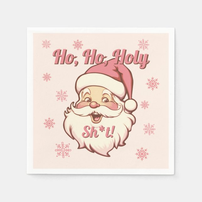 Funny Ho Ho Retro Santa Christmas Party Napkin (Front)