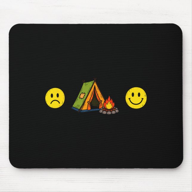 Funny hobby sad face + camping = happy face mood mouse pad (Front)