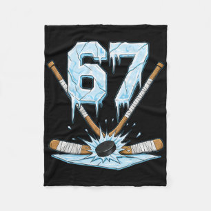 Funny Hockey 67 Meme 6-7 Six Seven Gen Alpha Ice H Fleece Blanket
