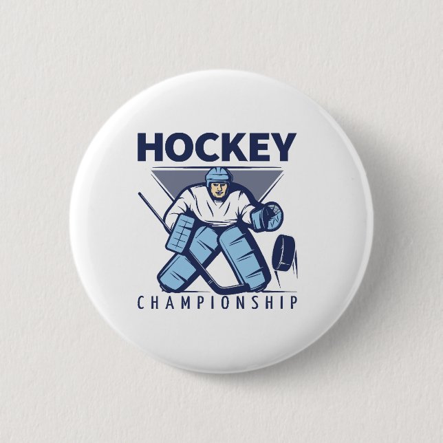 Funny hockey 6 cm round badge (Front)