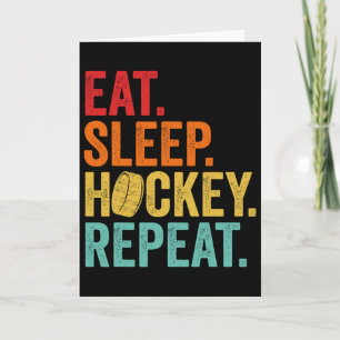 Funny Hockey Art For Boys Kids Men Adult Vintage I Card