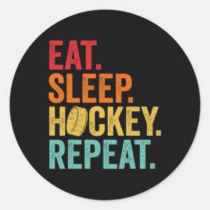 Funny Hockey Art For Boys Kids Men Adult Vintage I Classic Round Sticker
