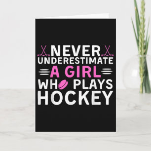 Funny Hockey Art For Girls Women Field Hockey Play Card