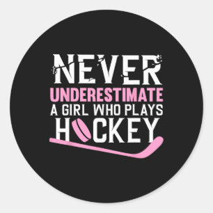 Funny Hockey Art For Girls Women Field Hockey Play Classic Round Sticker