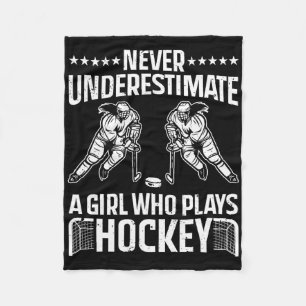 Funny Hockey Art For Girls Women Field Hockey Play Fleece Blanket