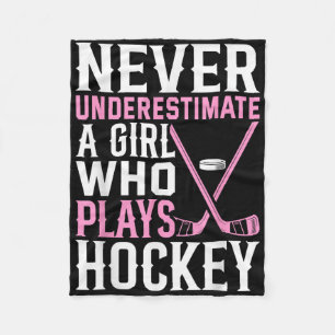 Funny Hockey Art For Girls Women Field Hockey Play Fleece Blanket