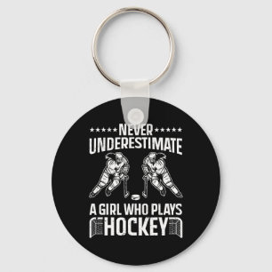 Funny Hockey Art For Girls Women Field Hockey Play Key Ring