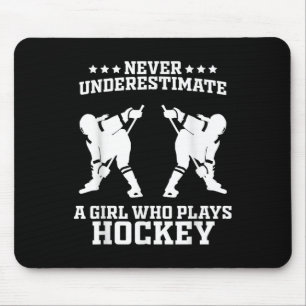 Funny Hockey Art For Girls Women Field Hockey Play Mouse Pad