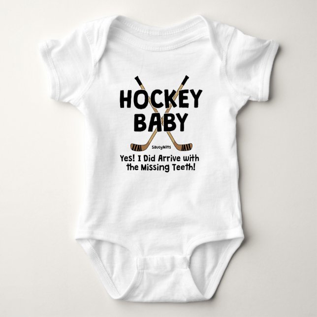 Funny Hockey Baby Missing Teeth Infant Baby Bodysuit (Front)