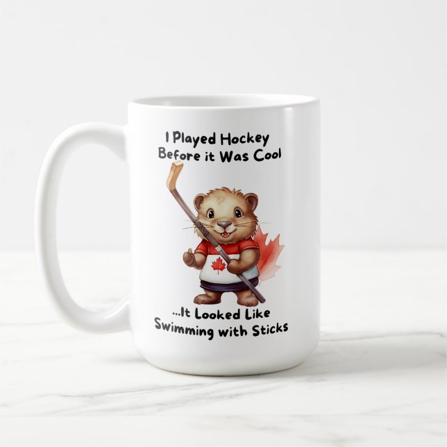 Funny Hockey Beaver Mug (Left)