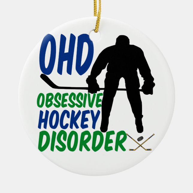 Funny Hockey Ceramic Tree Decoration (Front)