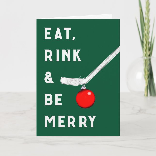 Funny Hockey Christmas Holiday Card (Front)