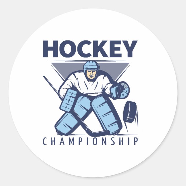 Funny hockey classic round sticker (Front)