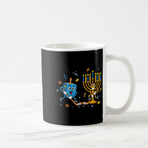 Funny Hockey Dreidel Menorah Hanukkah Kids Womens  Coffee Mug