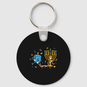 Funny Hockey Dreidel Menorah Hanukkah Kids Womens  Key Ring