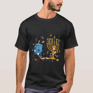 Funny Hockey Dreidel Menorah Hanukkah Kids Womens  T-Shirt