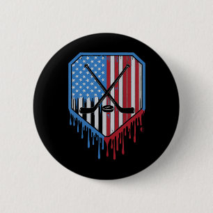 Funny Hockey Drip Boys Ice Cream Patriotic America 6 Cm Round Badge