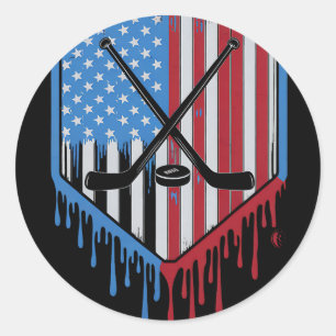 Funny Hockey Drip Boys Ice Cream Patriotic America Classic Round Sticker