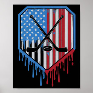 Funny Hockey Drip Boys Ice Cream Patriotic America Poster