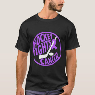 Funny Hockey Fights Cancer Purple Ribbon Gift T-Shirt