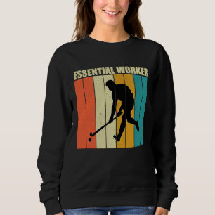 Funny Hockey Frisbee Essential Worker Retro Vintag Sweatshirt