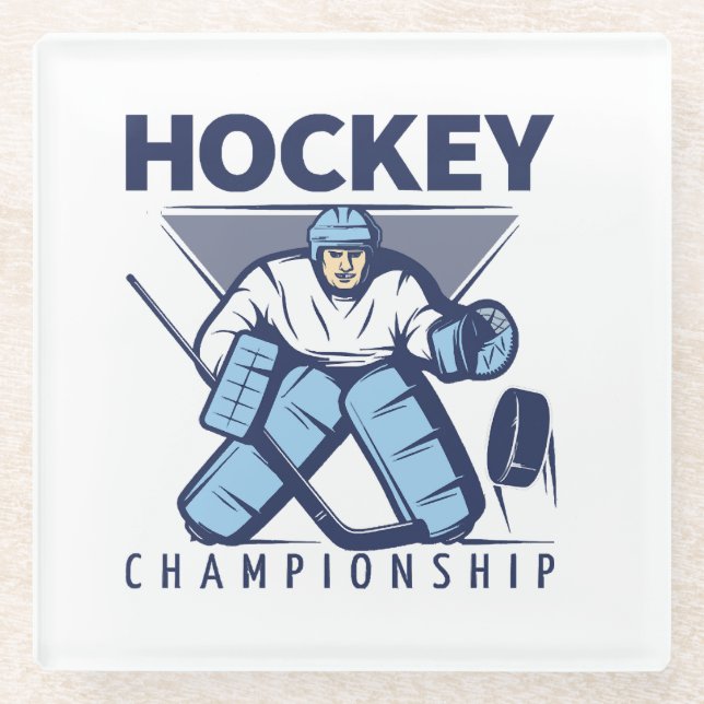 Funny hockey glass coaster (Front)