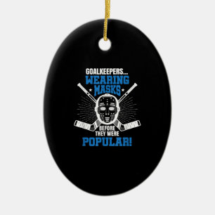 Funny Hockey Goalie Mask Pun Ice Hockey Ceramic Ornament