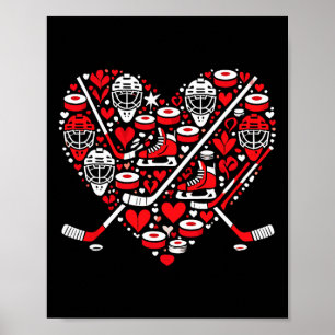 Funny Hockey Heart Valentine Hockey Womens Mens Ki Poster