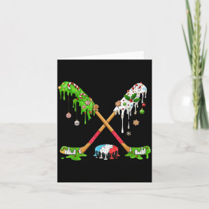 Funny Hockey Holiday Candy Cane Gingerbread  Card