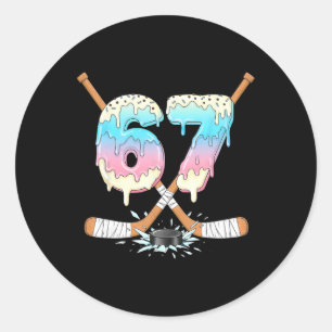 Funny Hockey Ice 67 Melting Ice Cream Gen Alpha Me Classic Round Sticker